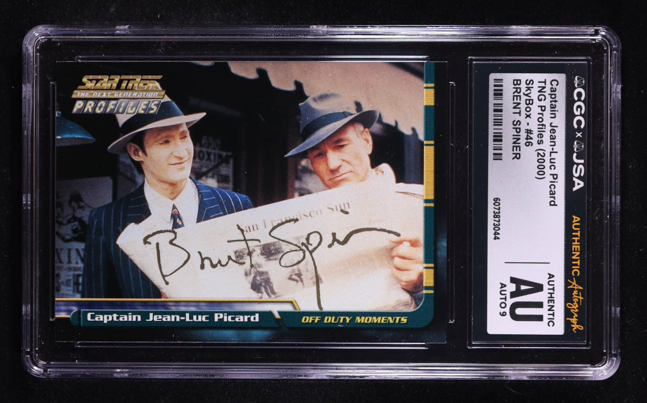Brent Spiner Signed 2000 Captain Jean-Luc Picard Star Trek TNG Profiles Skybox #46 (CGC | Autograph Graded CGC 9) at PristineAuction.com Brent Spiner Signed 2000 Captain Jean-Luc Picard Star Trek TNG Profiles Skybox #46 (CGC | Autograph Graded CGC 9) at PristineAuction.com