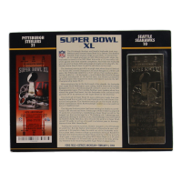 Super Bowl XL Commemorative Score Card with 23KT Gold Ticket Framed Display at PristineAuction.com