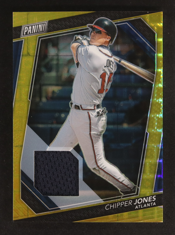Chipper Jones 2023 Panini National Convention VIP Gold Packs Memorabilia Gold #52 #07/10 at PristineAuction.com Chipper Jones 2023 Panini National Convention VIP Gold Packs Memorabilia Gold #52 #07/10 at PristineAuction.com