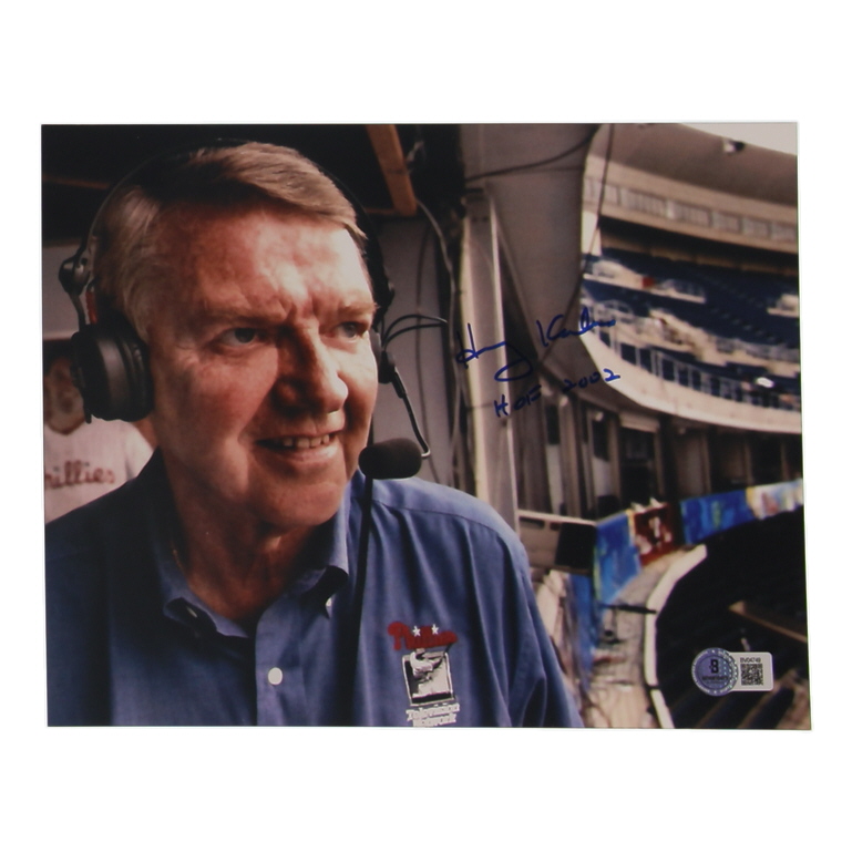 Harry Kalas Signed 8x10 Photo Inscribed "HOF 2002" (Beckett) at PristineAuction.com Harry Kalas Signed 8x10 Photo Inscribed "HOF 2002" (Beckett) at PristineAuction.com
