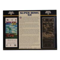 Super Bowl XII Commemorative Score Card with 23KT Gold Ticket Framed Display at PristineAuction.com