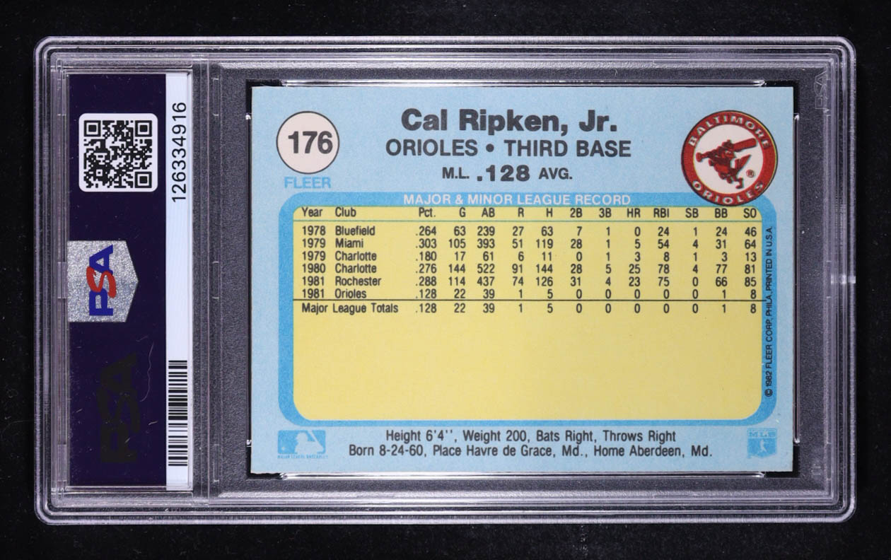 Cal Ripken Jr. 1982 Fleer #176 RC (PSA 7) at PristineAuction.com Cal Ripken Jr. 1982 Fleer #176 RC (PSA 7) at PristineAuction.com