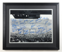 Boston Red Sox Custom Framed Photo Display Signed by (35) with Jim Rice, George Kell, Jim Lonborg, Luis Tiant (AIV & Steiner) at PristineAuction.com