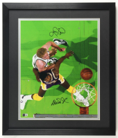 Larry Bird & Magic Johnson Signed Custom Framed Photo Display (Beckett) at PristineAuction.com