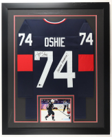 T. J. Oshie Signed Custom Framed Jersey Display Inscribed "Capitan America!" (Beckett) at PristineAuction.com