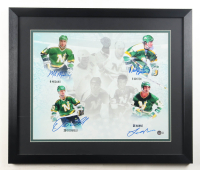Minnesota Wild Custom Framed Photo Display Signed by (4) with Mike Modano, Neal Broten, Dino Ciccarelli, Lou Nanne (Beckett) at PristineAuction.com