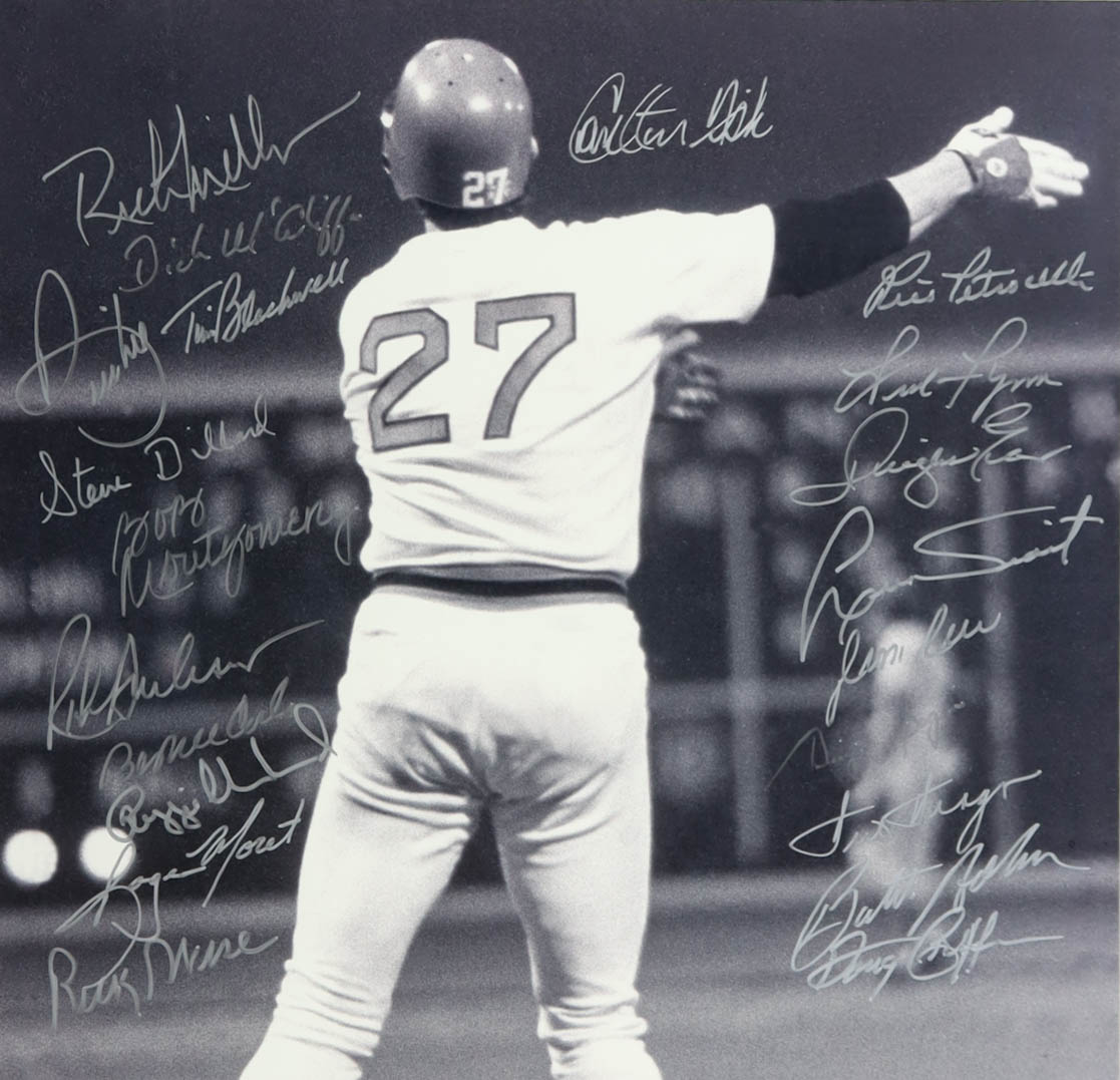 1975 Red Sox Custom Framed Photo Display Team-Signed By (21) With Carlton Fisk, Fred Lynn, Jim Rice, Rico Petrocelli (Steiner) at PristineAuction.com 1975 Red Sox Custom Framed Photo Display Team-Signed By (21) With Carlton Fisk, Fred Lynn, Jim Rice, Rico Petrocelli (Steiner) at PristineAuction.com