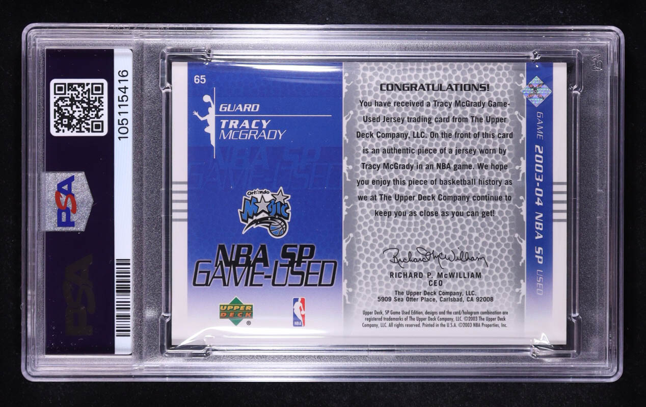 Tracy McGrady 2003-04 SP Game Used #65 Jersey (PSA 10) at PristineAuction.com Tracy McGrady 2003-04 SP Game Used #65 Jersey (PSA 10) at PristineAuction.com