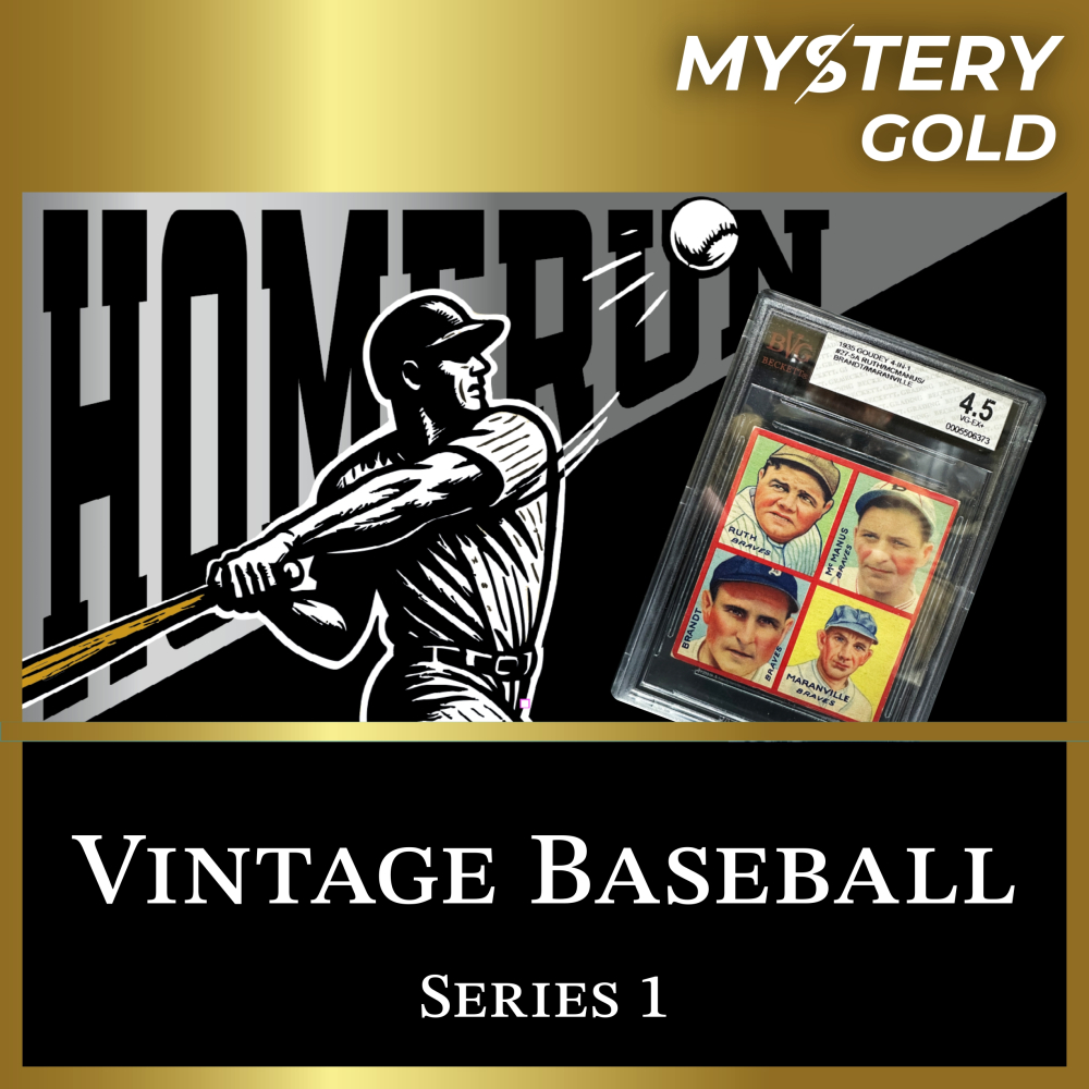 MYSTERY GOLD PRESENTS - VINTAGE BASEBALL SERIES 1  MYSTERY BOX / PACK - CONTAINS 1 PSA/BGS/CGC/SGC GRADED CARD! at PristineAuction.com