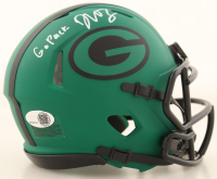 Dontayvion Wicks Signed Packers Rave Alternate Speed Mini Helmet Inscribed "Go Pack" (JSA) at PristineAuction.com