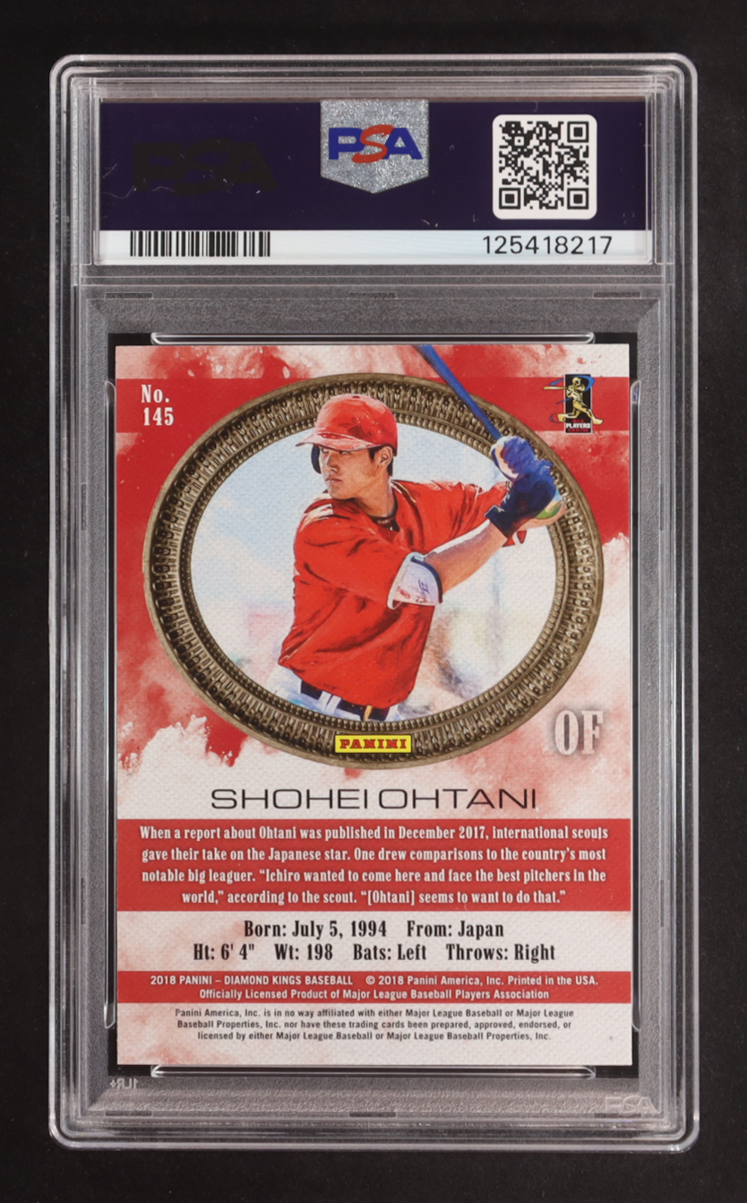 Shohei Ohtani 2018 Panini Diamond Kings #145 RC (PSA 10) at PristineAuction.com Shohei Ohtani 2018 Panini Diamond Kings #145 RC (PSA 10) at PristineAuction.com
