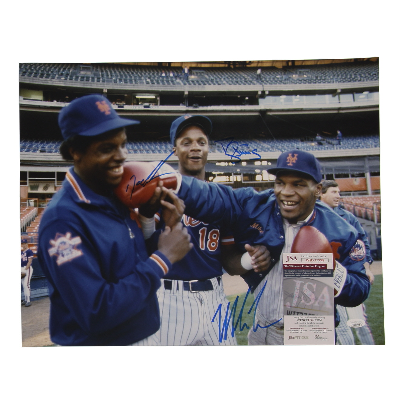 Mike Tyson, Dwight "Doc" Gooden, & Darryl Strawberry Signed Mets 16x20 Photo (JSA) at PristineAuction.com Mike Tyson, Dwight "Doc" Gooden, & Darryl Strawberry Signed Mets 16x20 Photo (JSA) at PristineAuction.com