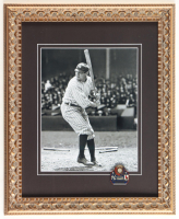 Babe Ruth Yankees "At Bat" Custom Framed Photo Display with World Series Pin at PristineAuction.com