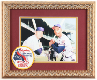 "Mickey Mantle & Hank Aaron At The 1958 World Series" Custom Framed Colorized Photo Display with World Series Cloth Patch at PristineAuction.com