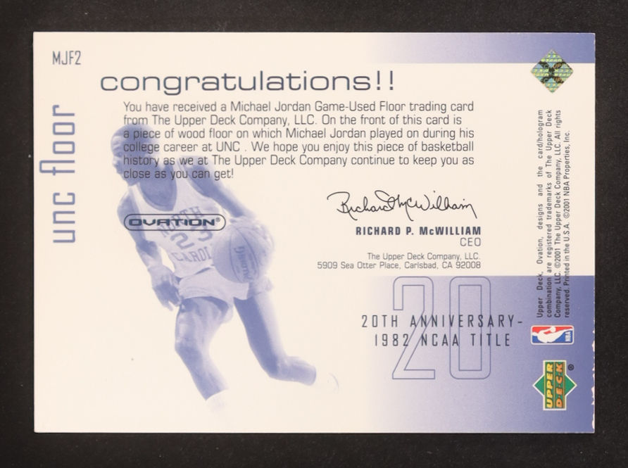 Michael Jordan 2001-02 Upper Deck Ovation MJ UNC Memorabilia #MJF2 at PristineAuction.com Michael Jordan 2001-02 Upper Deck Ovation MJ UNC Memorabilia #MJF2 at PristineAuction.com