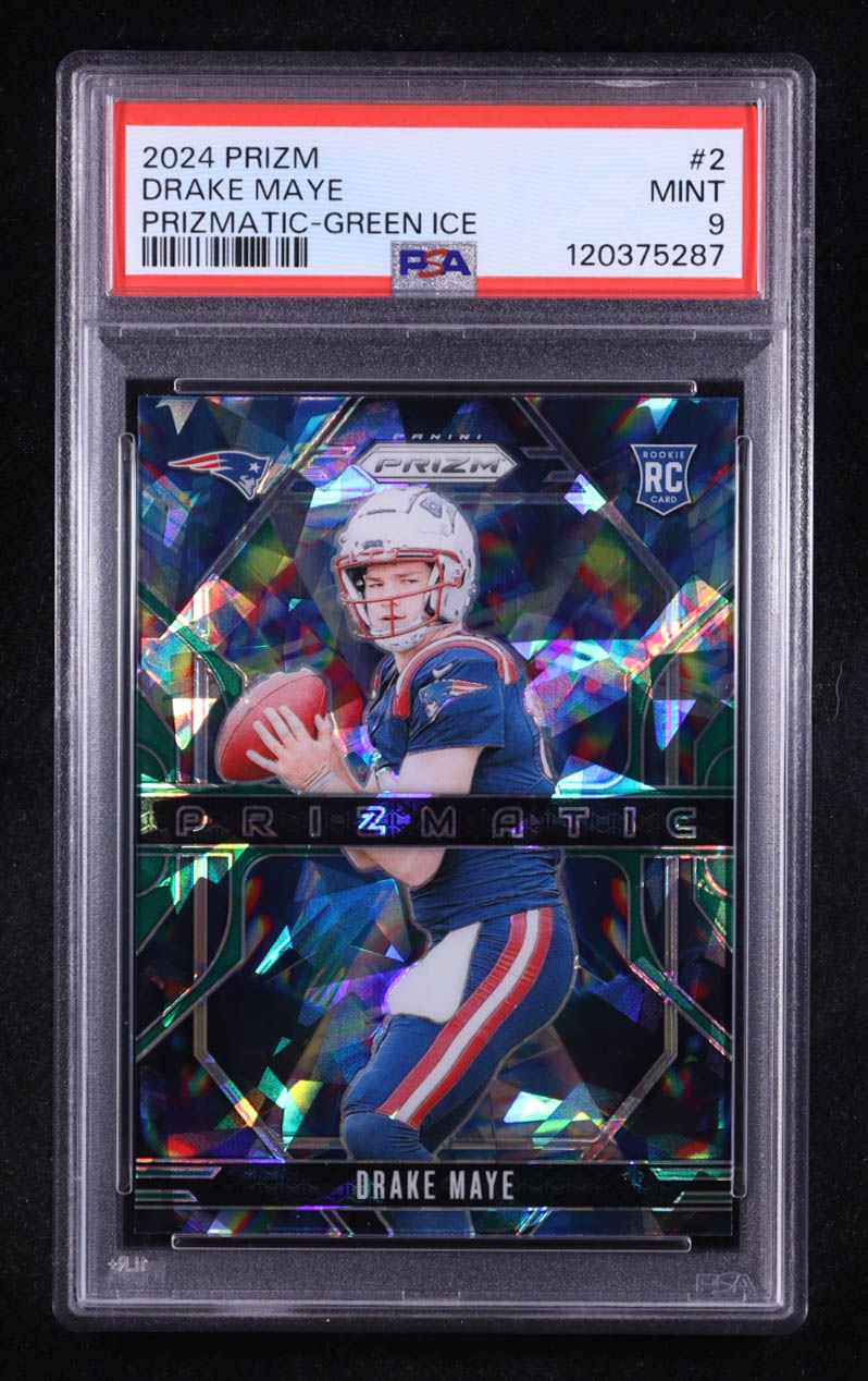 Drake Maye 2024 Panini Prizm Prizmatic Prizms Green Ice #2 RC (PSA 9) at PristineAuction.com Drake Maye 2024 Panini Prizm Prizmatic Prizms Green Ice #2 RC (PSA 9) at PristineAuction.com