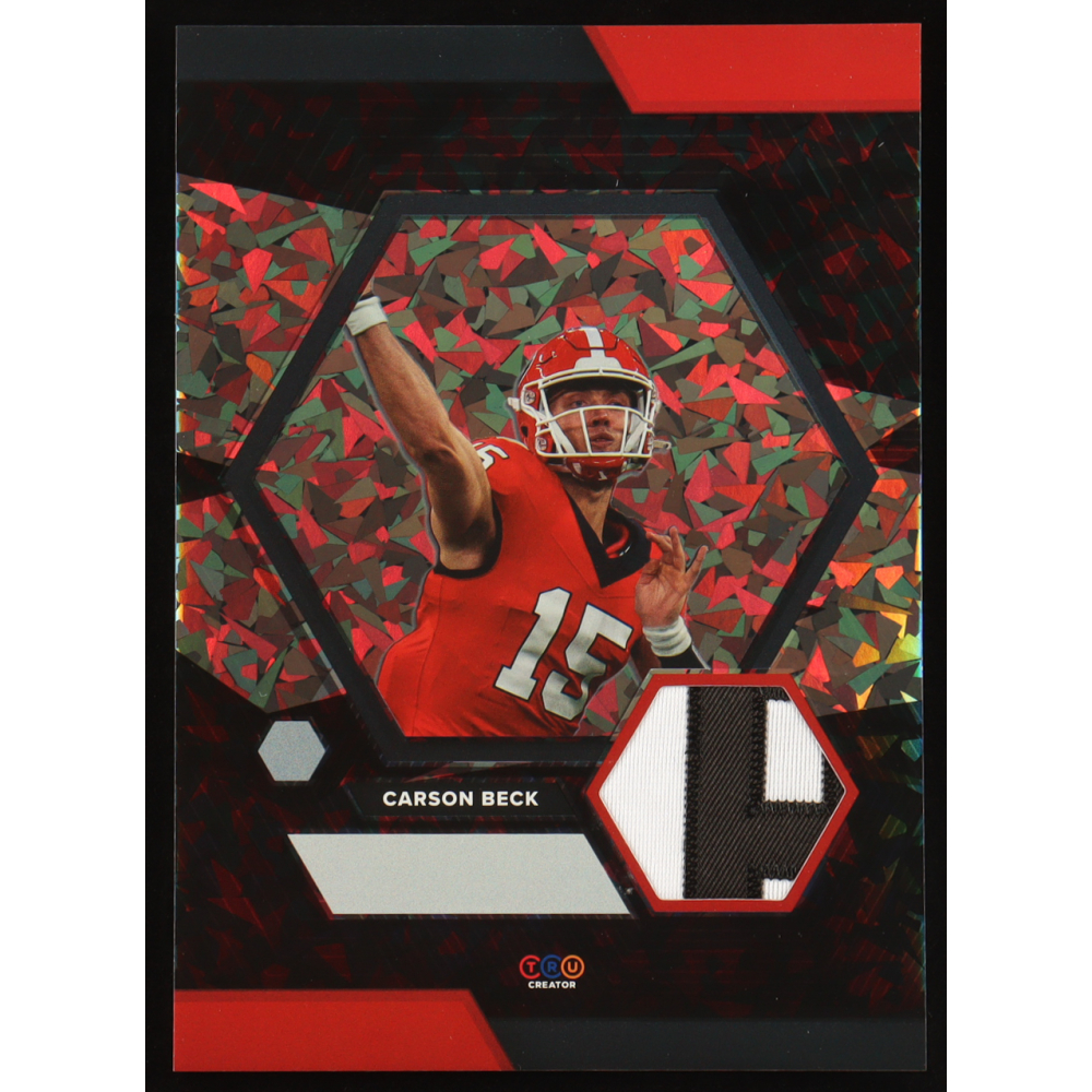 Carson Beck 2024 TruSport Jumbo Trucreator Cracked Ice #8 #JC-CB JSY RC at PristineAuction.com