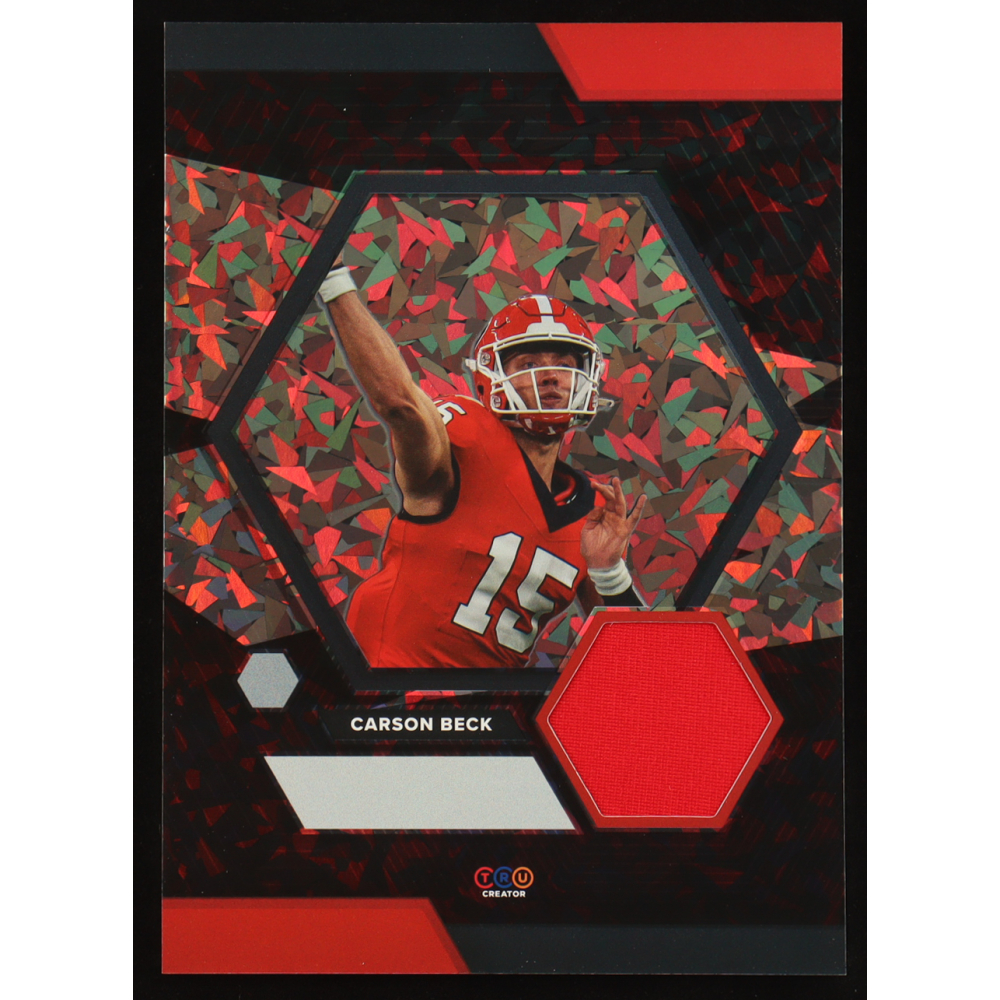 Carson Beck 2024 TruSport Jumbo Trucreator Cracked Ice #8 #JC-CB JSY RC at PristineAuction.com