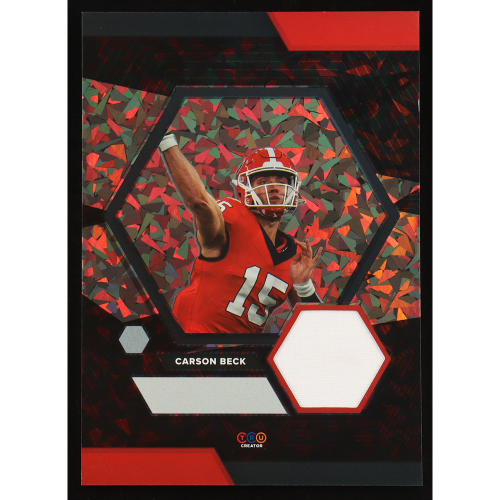 Carson Beck 2024 TruSport Jumbo Trucreator Cracked Ice #8 #JC-CB JSY RC at PristineAuction.com