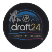 Terik Parascak Signed 2024 NHL Draft Logo Hockey Puck (PSA) at PristineAuction.com