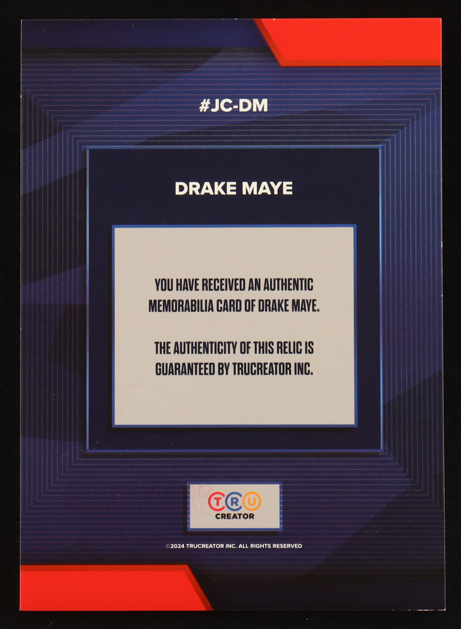 Drake Maye 2024 TruSport Jumbo Trucreator Cracked Ice #10 #JCDM JSY RC at PristineAuction.com Drake Maye 2024 TruSport Jumbo Trucreator Cracked Ice #10 #JCDM JSY RC at PristineAuction.com