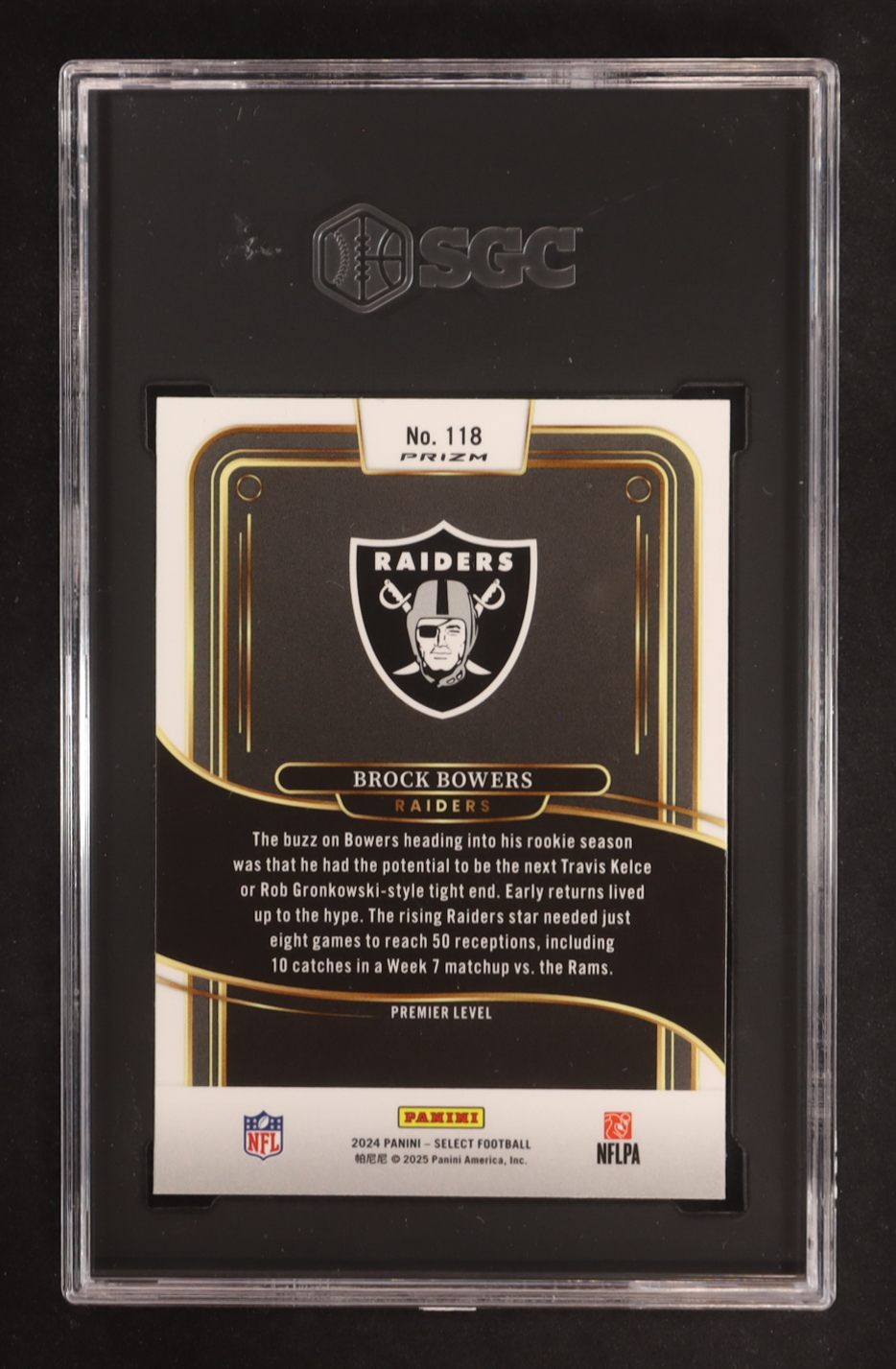 Brock Bowers 2024 Select Prizm Silver #118 RC (SGC 10) at PristineAuction.com Brock Bowers 2024 Select Prizm Silver #118 RC (SGC 10) at PristineAuction.com