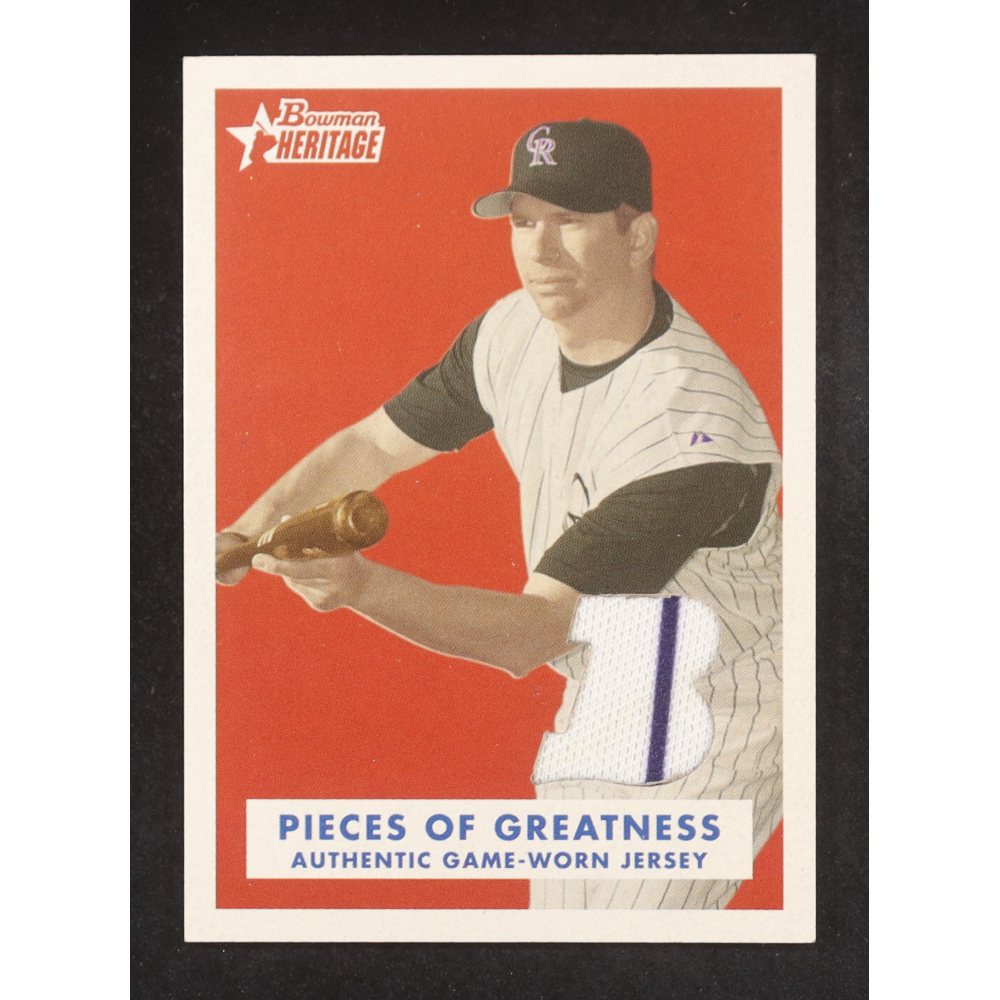 Todd Helton 2006 Bowman Heritage Pieces of Greatness White #THE Jersey at PristineAuction.com