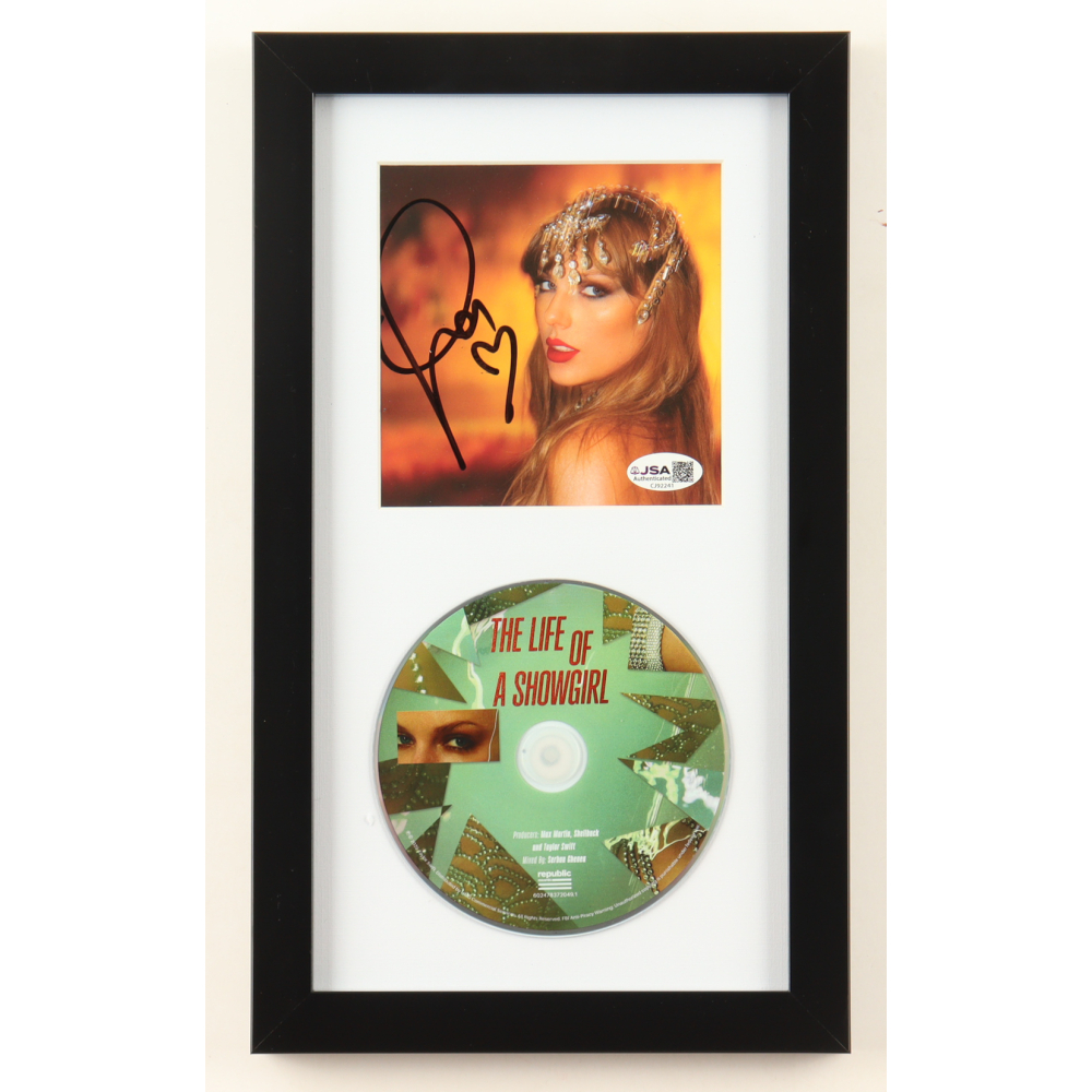 Taylor Swift Signed Custom Framed "The Life of a Showgirl" CD Insert Display with Disc (JSA) at PristineAuction.com