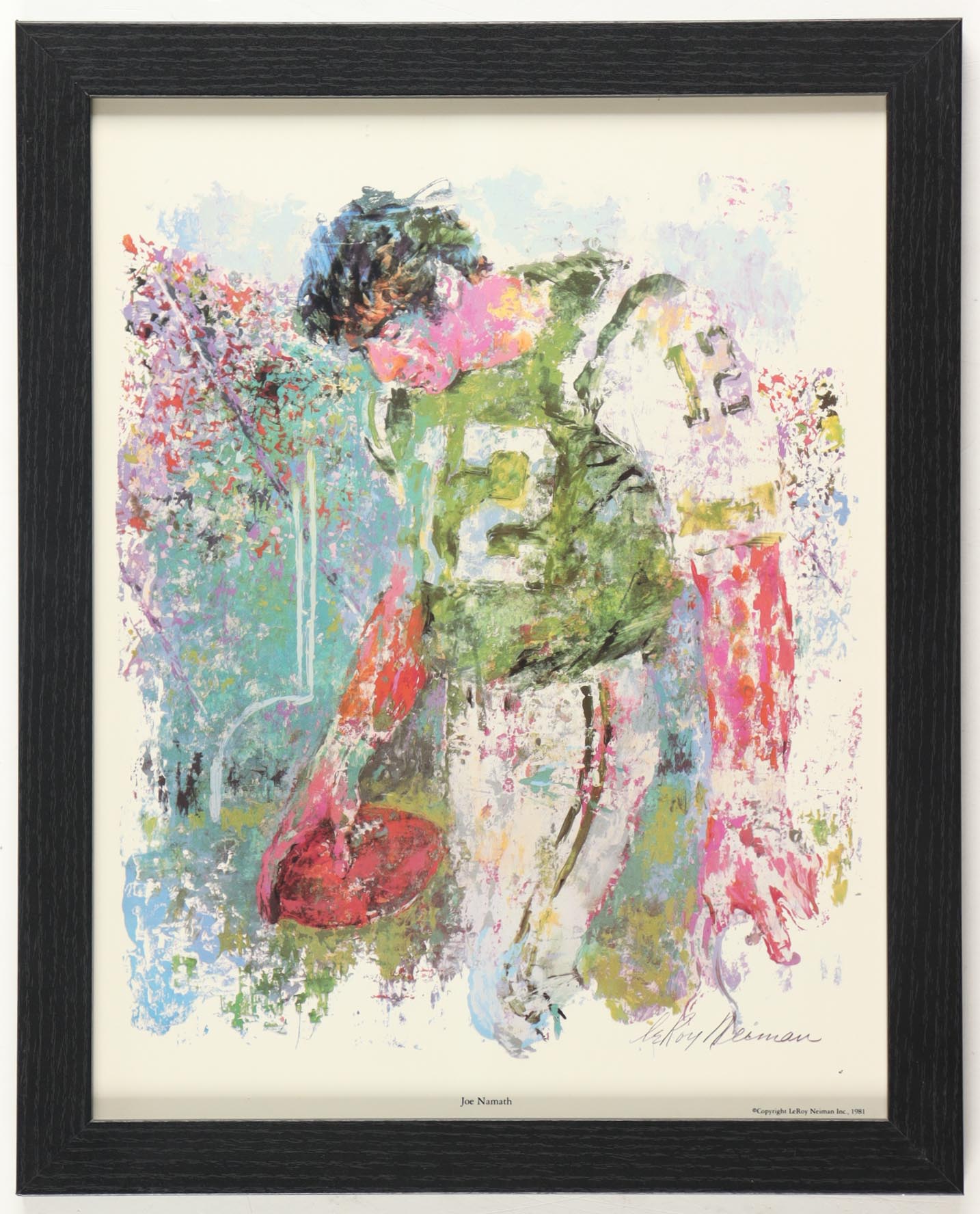 LeRoy Neiman "Joe Namath" Custom Framed Print Display at PristineAuction.com LeRoy Neiman "Joe Namath" Custom Framed Print Display at PristineAuction.com