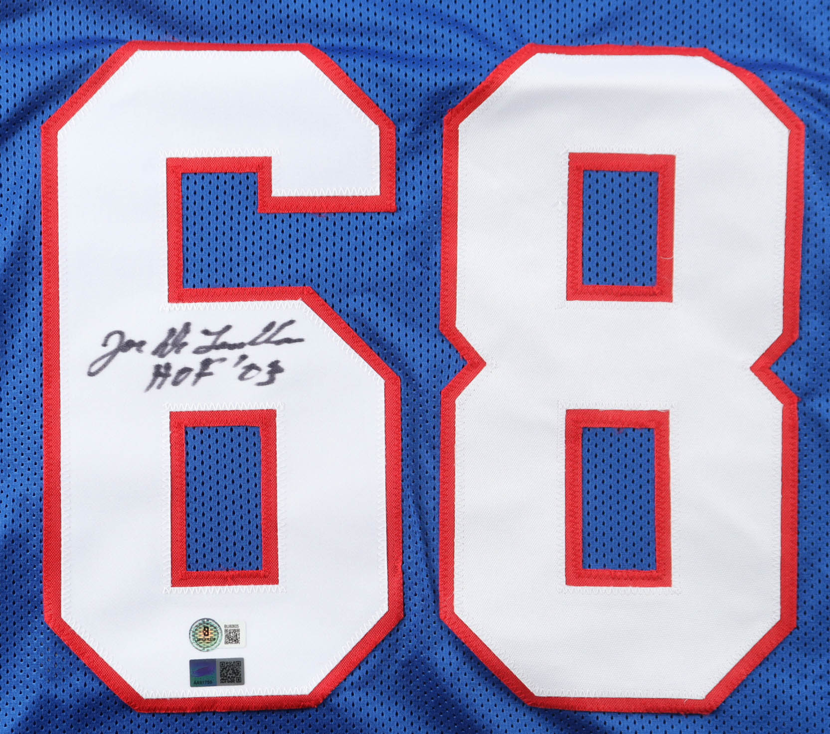 Joe DeLamielleure Signed Jersey Inscribed "HOF 03" (Beckett & TSE) at PristineAuction.com Joe DeLamielleure Signed Jersey Inscribed "HOF 03" (Beckett & TSE) at PristineAuction.com