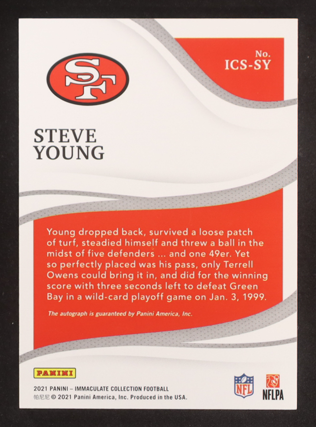 Steve Young 2021 Immaculate Collection Immaculate Comeback Signatures #7 #05/25 at PristineAuction.com Steve Young 2021 Immaculate Collection Immaculate Comeback Signatures #7 #05/25 at PristineAuction.com