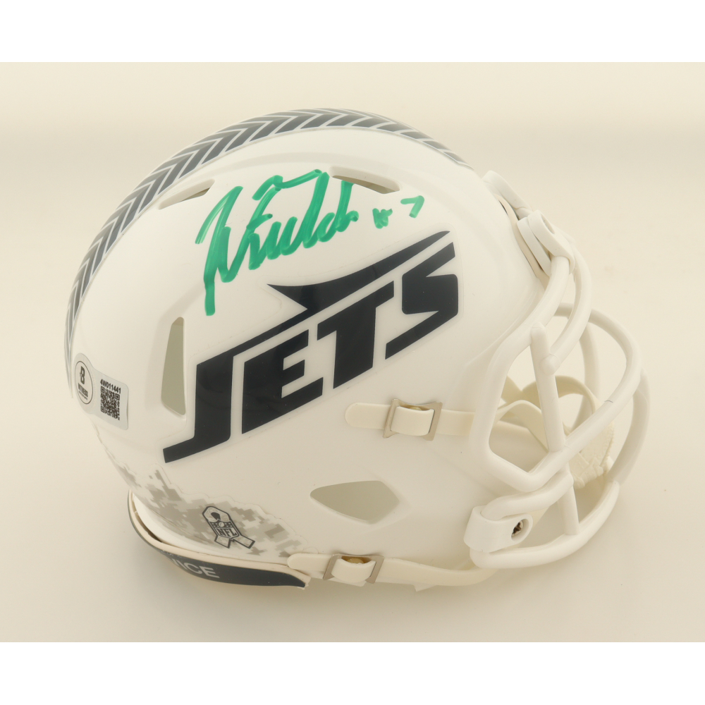 Justin Fields Signed Jets Salute To Service Alternate Speed Mini Helmet (Beckett) at PristineAuction.com