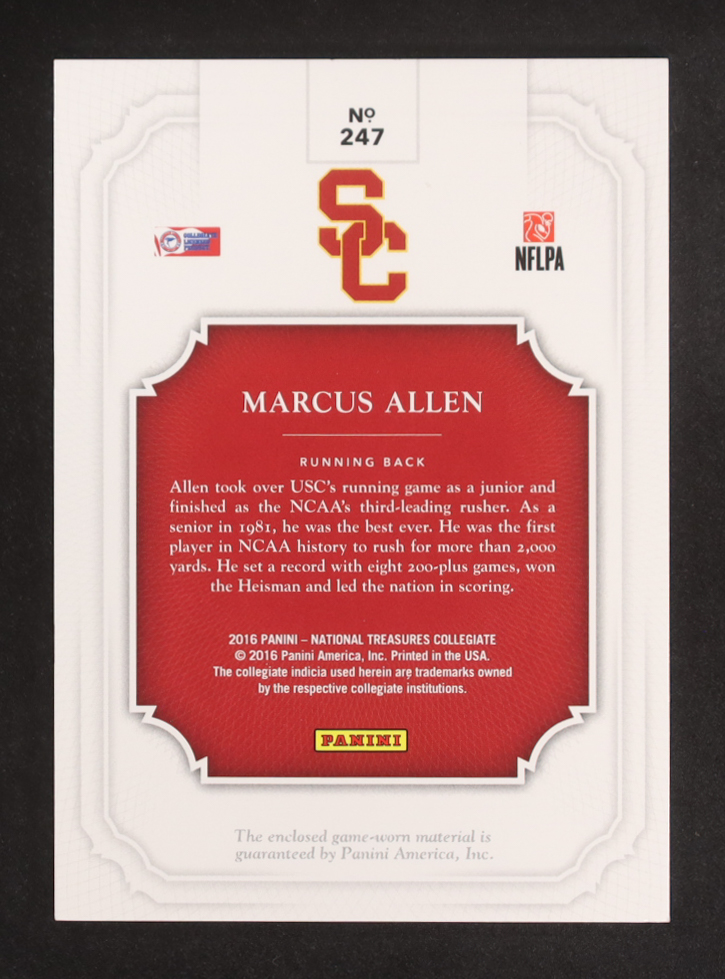 Marcus Allen 2016 Panini National Treasures Collegiate Jersey #247 #3/25 at PristineAuction.com Marcus Allen 2016 Panini National Treasures Collegiate Jersey #247 #3/25 at PristineAuction.com