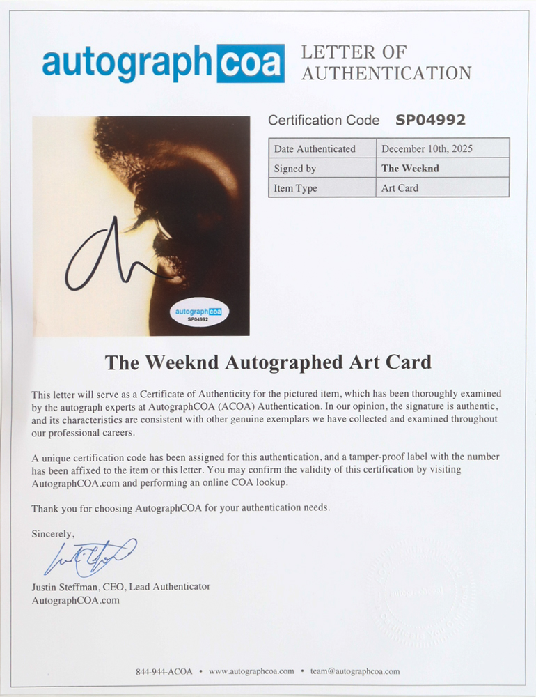 The Weeknd Signed "Hurry Up Tomorrow" CD Album Insert With Disc (AutographCOA) at PristineAuction.com The Weeknd Signed "Hurry Up Tomorrow" CD Album Insert With Disc (AutographCOA) at PristineAuction.com