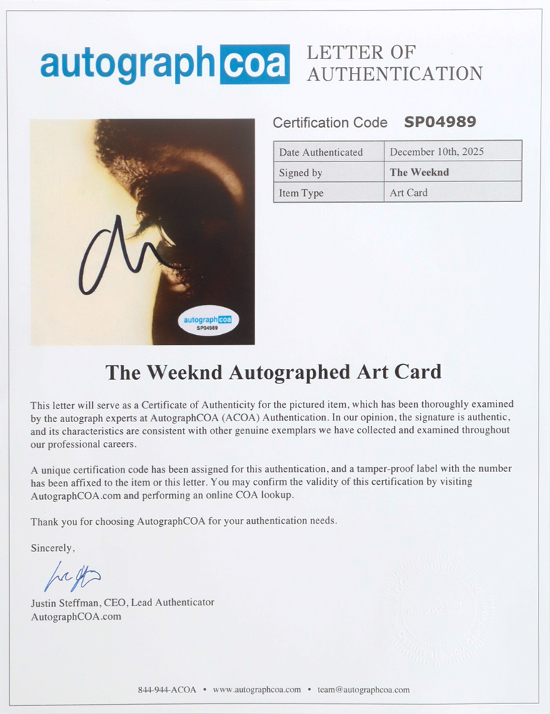 The Weeknd Signed "Hurry Up Tomorrow" CD Album Insert With Disc (AutographCOA) at PristineAuction.com The Weeknd Signed "Hurry Up Tomorrow" CD Album Insert With Disc (AutographCOA) at PristineAuction.com