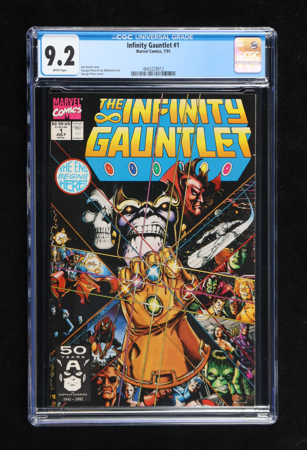1991 "Infinity Gauntlet" Issue #1 Marvel Comic Book (CGC 9.2) at PristineAuction.com 1991 "Infinity Gauntlet" Issue #1 Marvel Comic Book (CGC 9.2) at PristineAuction.com
