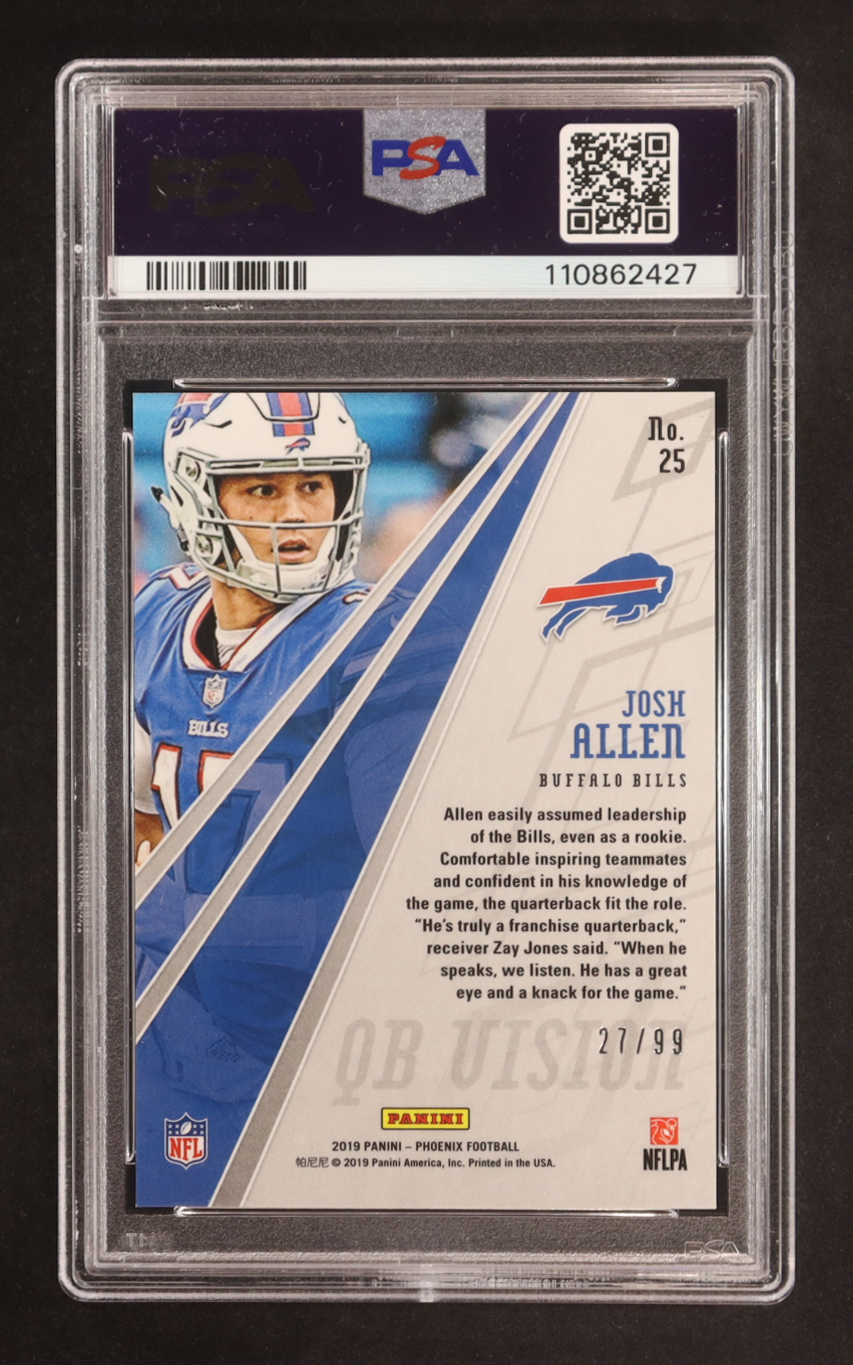 Josh Allen 2019 Panini Phoenix QB Vision Orange #25 #27/99 (PSA 10) at PristineAuction.com Josh Allen 2019 Panini Phoenix QB Vision Orange #25 #27/99 (PSA 10) at PristineAuction.com