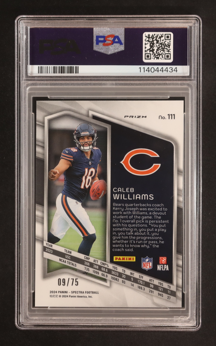 Caleb Williams 2024 Panini Spectra Hyper #111 #09/75 RC (PSA 9) at PristineAuction.com Caleb Williams 2024 Panini Spectra Hyper #111 #09/75 RC (PSA 9) at PristineAuction.com