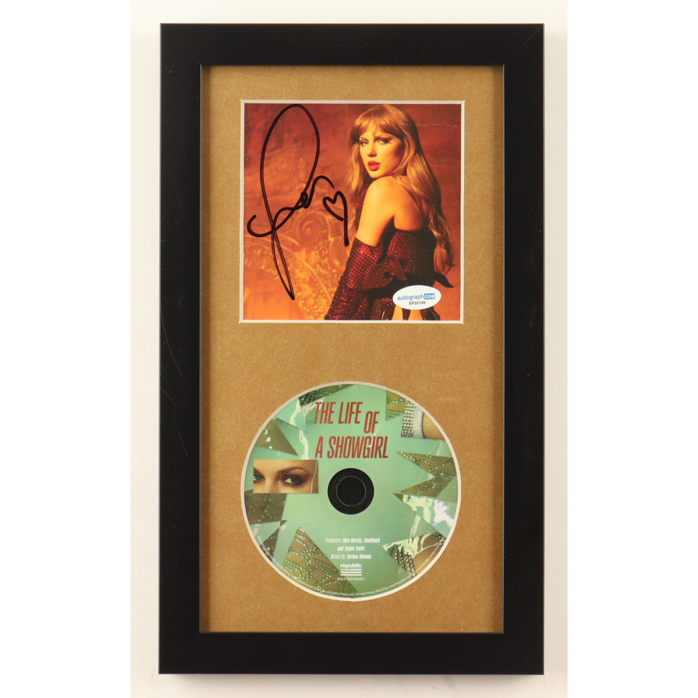 Taylor Swift Signed Custom Framed "The Life of a Showgirl" CD Insert Display with Disc (ACOA) at PristineAuction.com