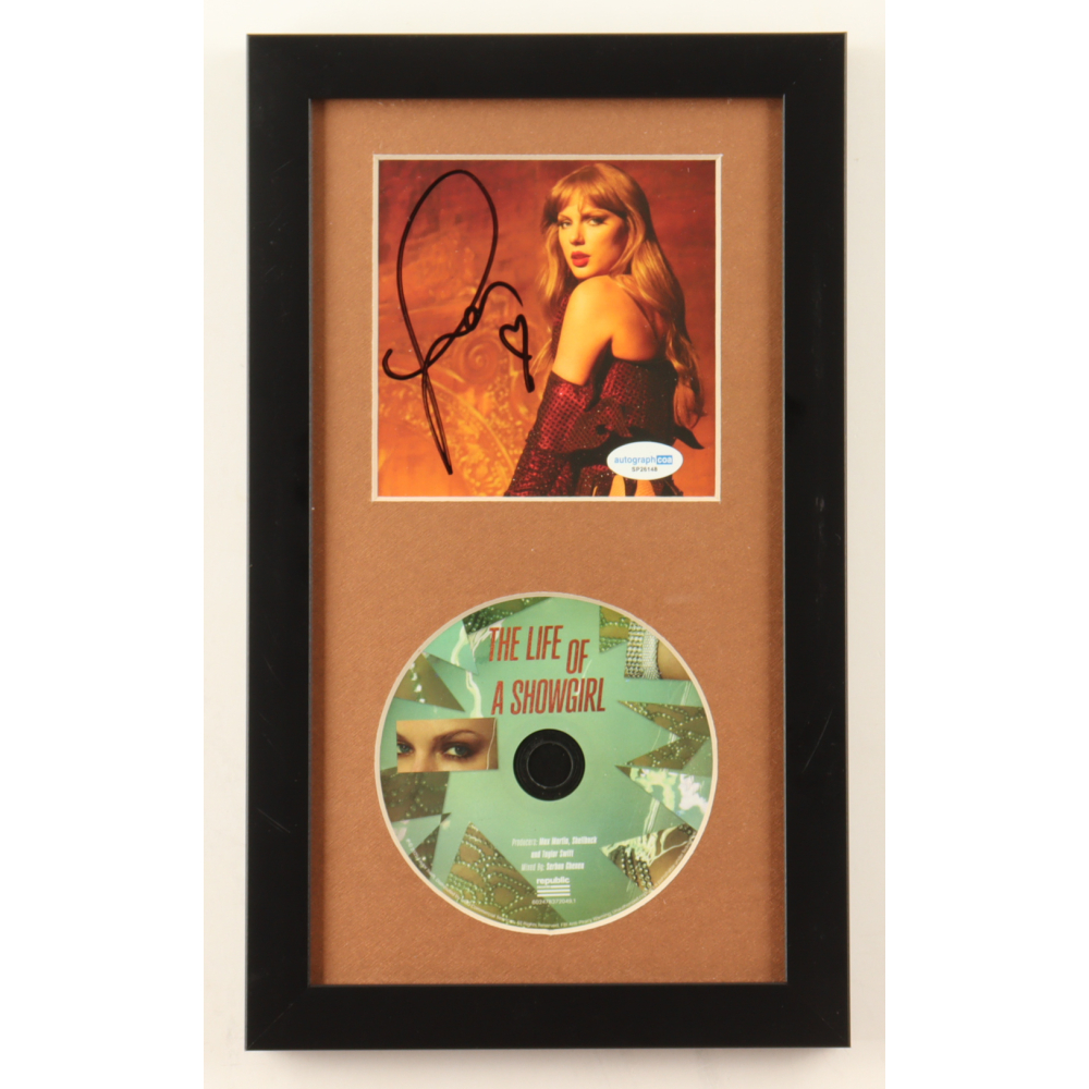 Taylor Swift Signed Custom Framed "The Life of a Showgirl" CD Insert Display with Disc (ACOA) at PristineAuction.com