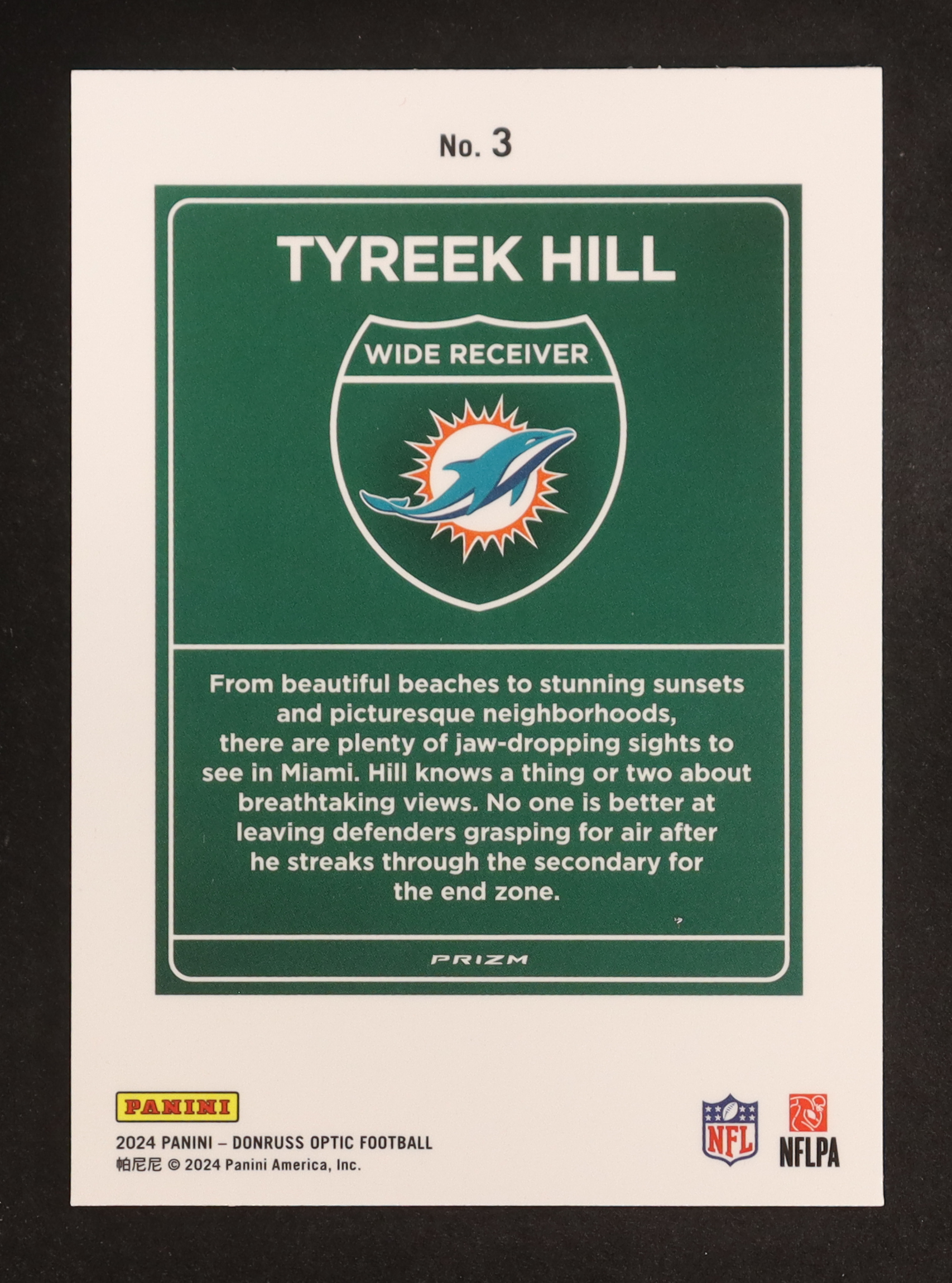 Tyreek Hill 2024 Donruss Optic Downtown #3 at PristineAuction.com Tyreek Hill 2024 Donruss Optic Downtown #3 at PristineAuction.com