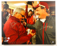 Bobby Bowden & Jimbo Fisher Signed Florida State Seminoles Custom Framed Canvas Display (PSA) at PristineAuction.com