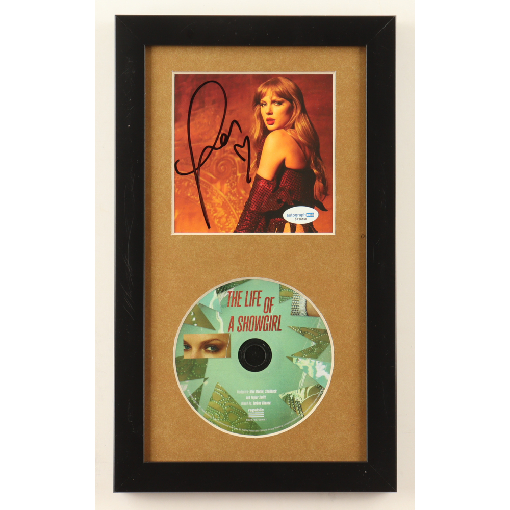 Taylor Swift Signed Custom Framed "The Life of a Showgirl" CD Insert Display with Disc (ACOA) at PristineAuction.com