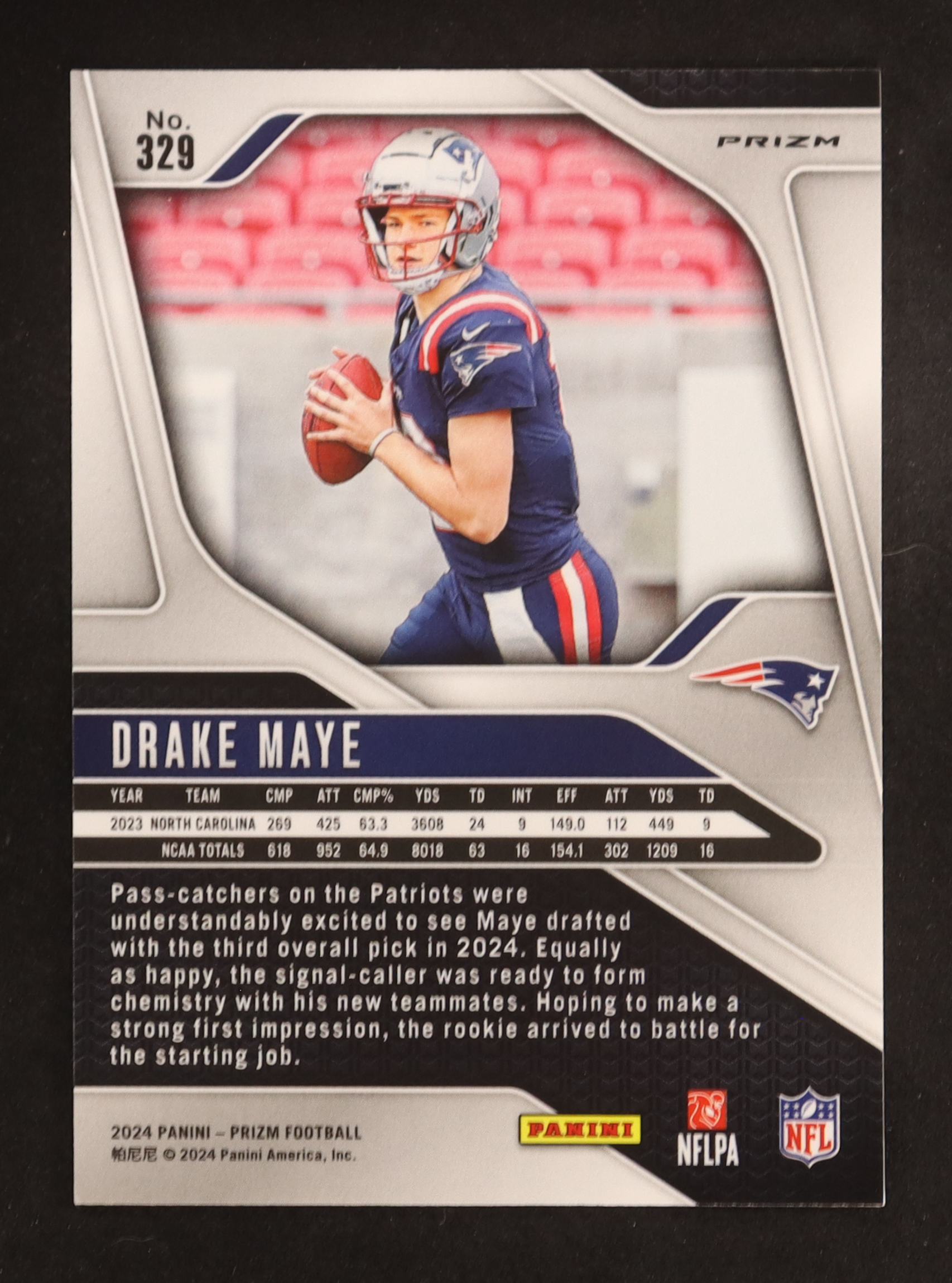 Drake Maye 2024 Panini Prizm Prizms Green Wave #329 RC at PristineAuction.com Drake Maye 2024 Panini Prizm Prizms Green Wave #329 RC at PristineAuction.com