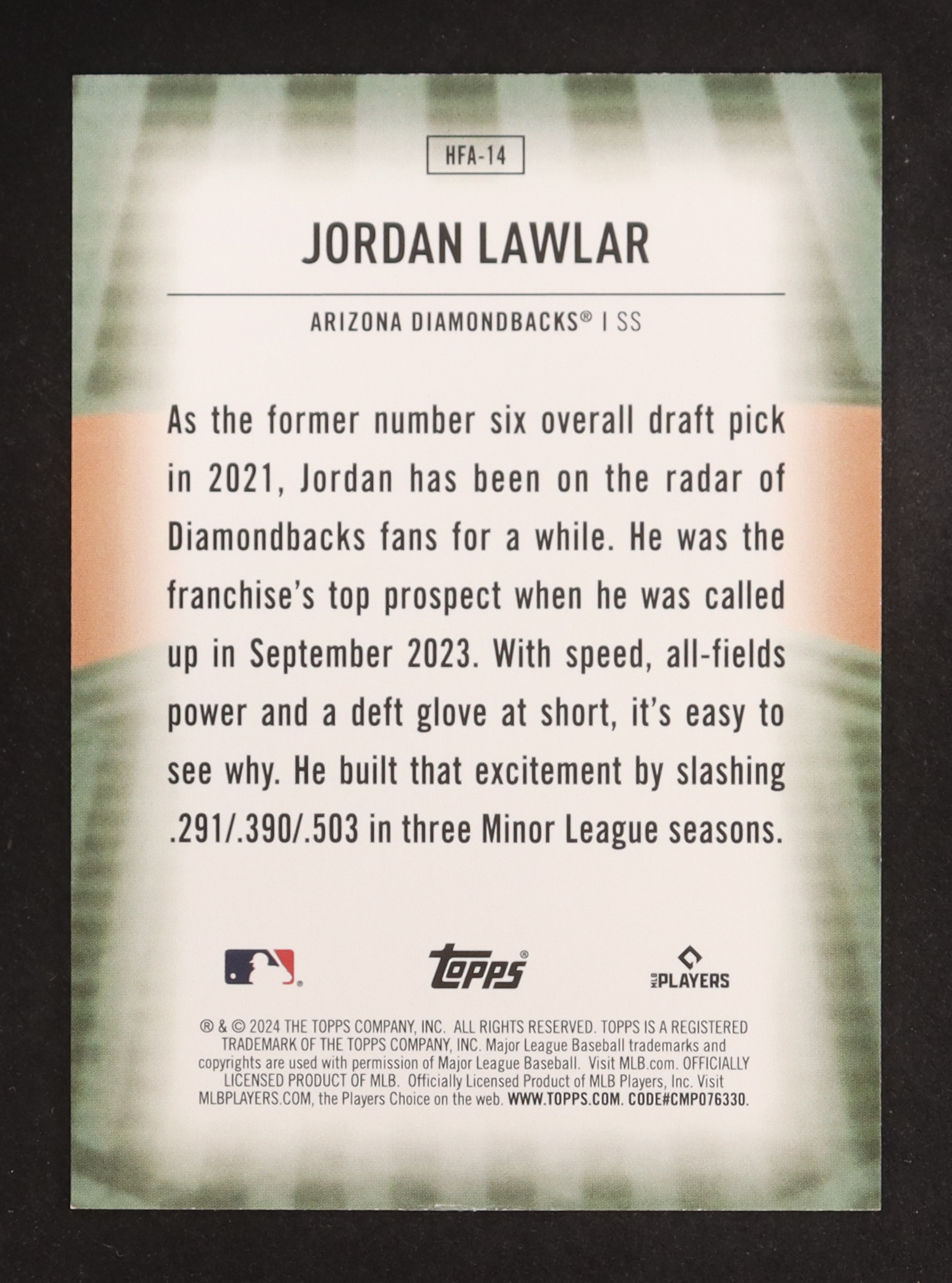 Jordan Lawlar 2024 Topps Home Field Advantage #HFA14 RC at PristineAuction.com Jordan Lawlar 2024 Topps Home Field Advantage #HFA14 RC at PristineAuction.com