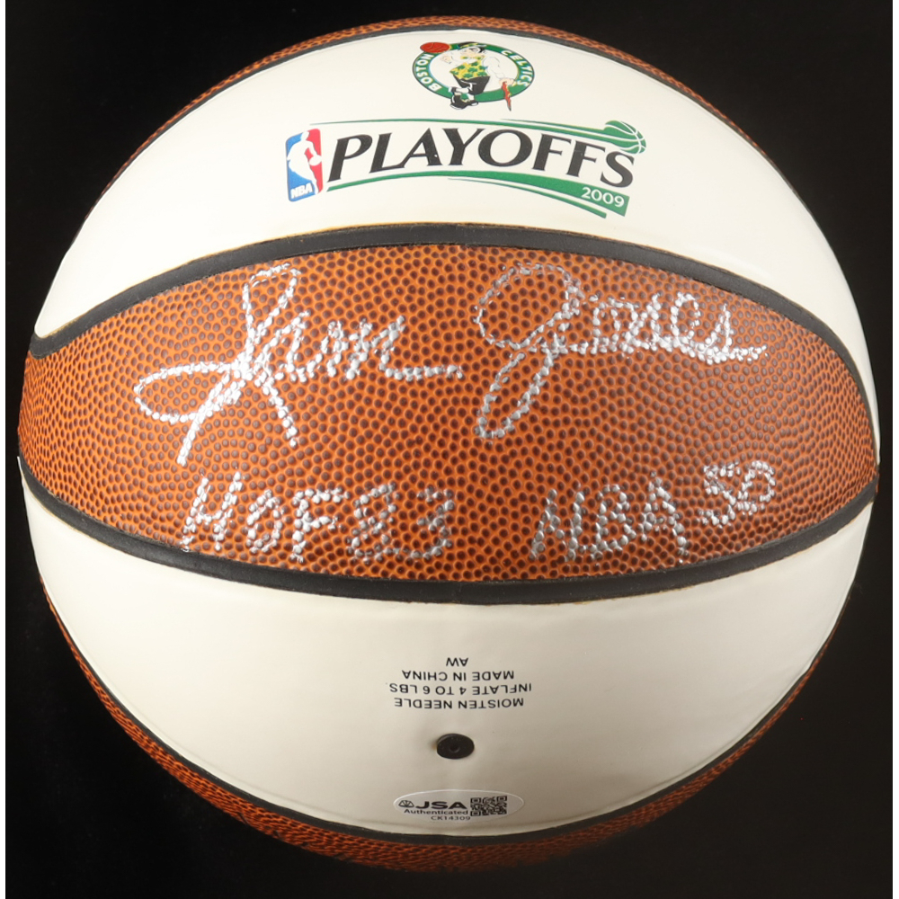 Sam Jones Signed NBA 2009 Playoffs Celtics Logo Mini Basketball Inscribed "HOF 83" & "NBA 50" (PSA) at PristineAuction.com