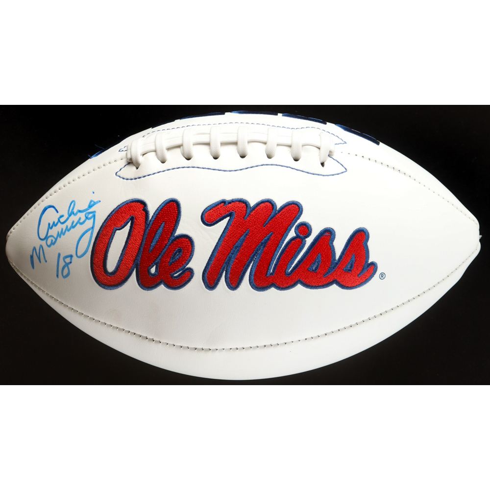 Archie Manning Signed Ole Miss Rebels Logo Football (JSA) at PristineAuction.com