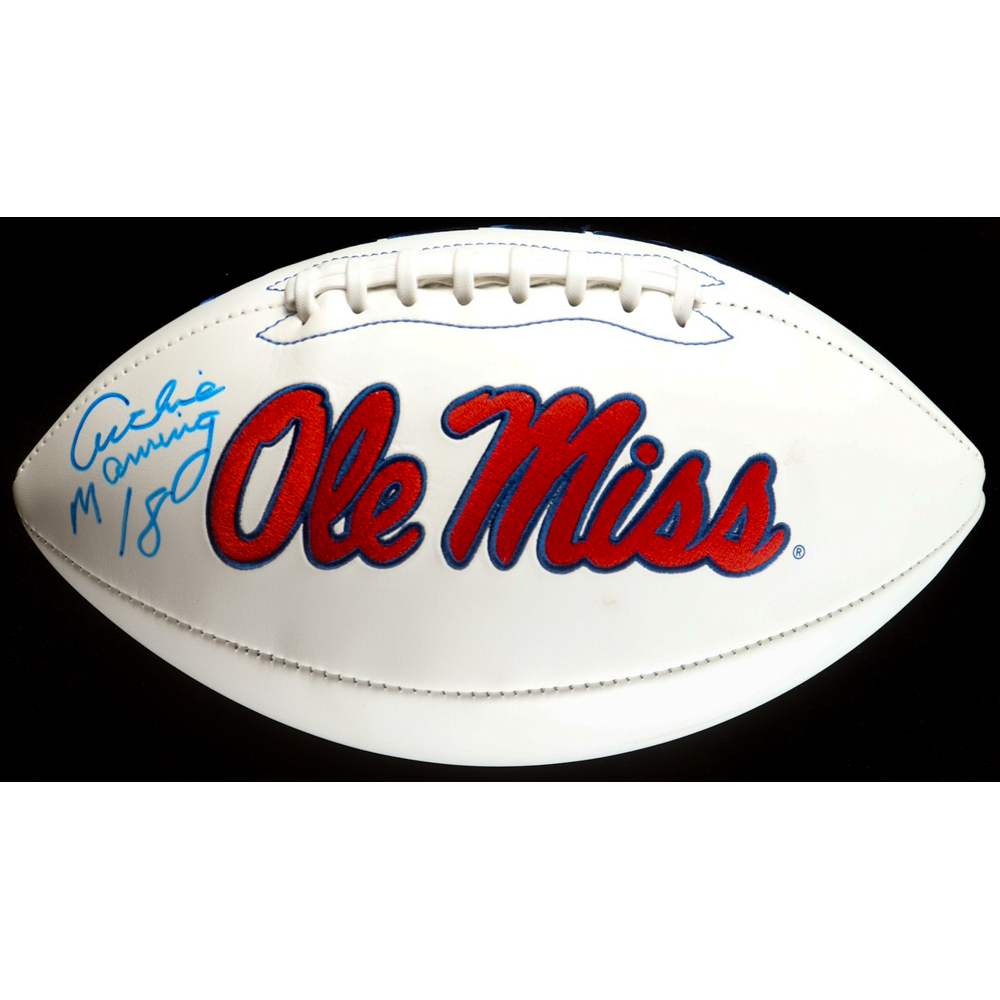 Archie Manning Signed Ole Miss Rebels Logo Football (JSA) at PristineAuction.com