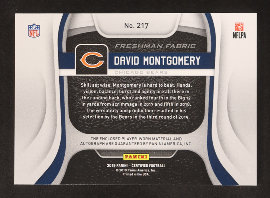 David Montgomery 2019 Certified Mirror Orange Jersey Autograph #217 RC #256/299 at PristineAuction.com David Montgomery 2019 Certified Mirror Orange Jersey Autograph #217 RC #256/299 at PristineAuction.com