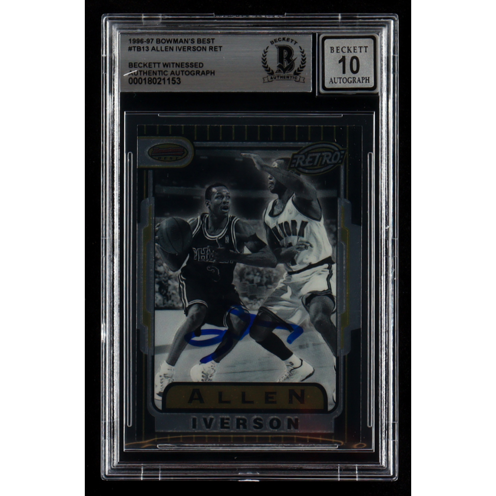 Allen Iverson Signed 1996-97 Bowman's Best #TB13 RET RC (BGS | Autograph Graded 10) at PristineAuction.com